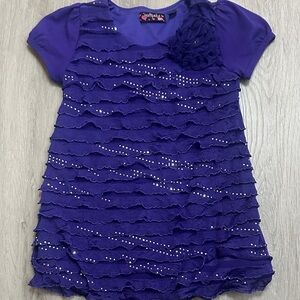 Tempted Purple Kids Shirt with Ruffle Design size 3T